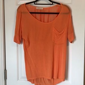Orange t shirt with sheer lining
